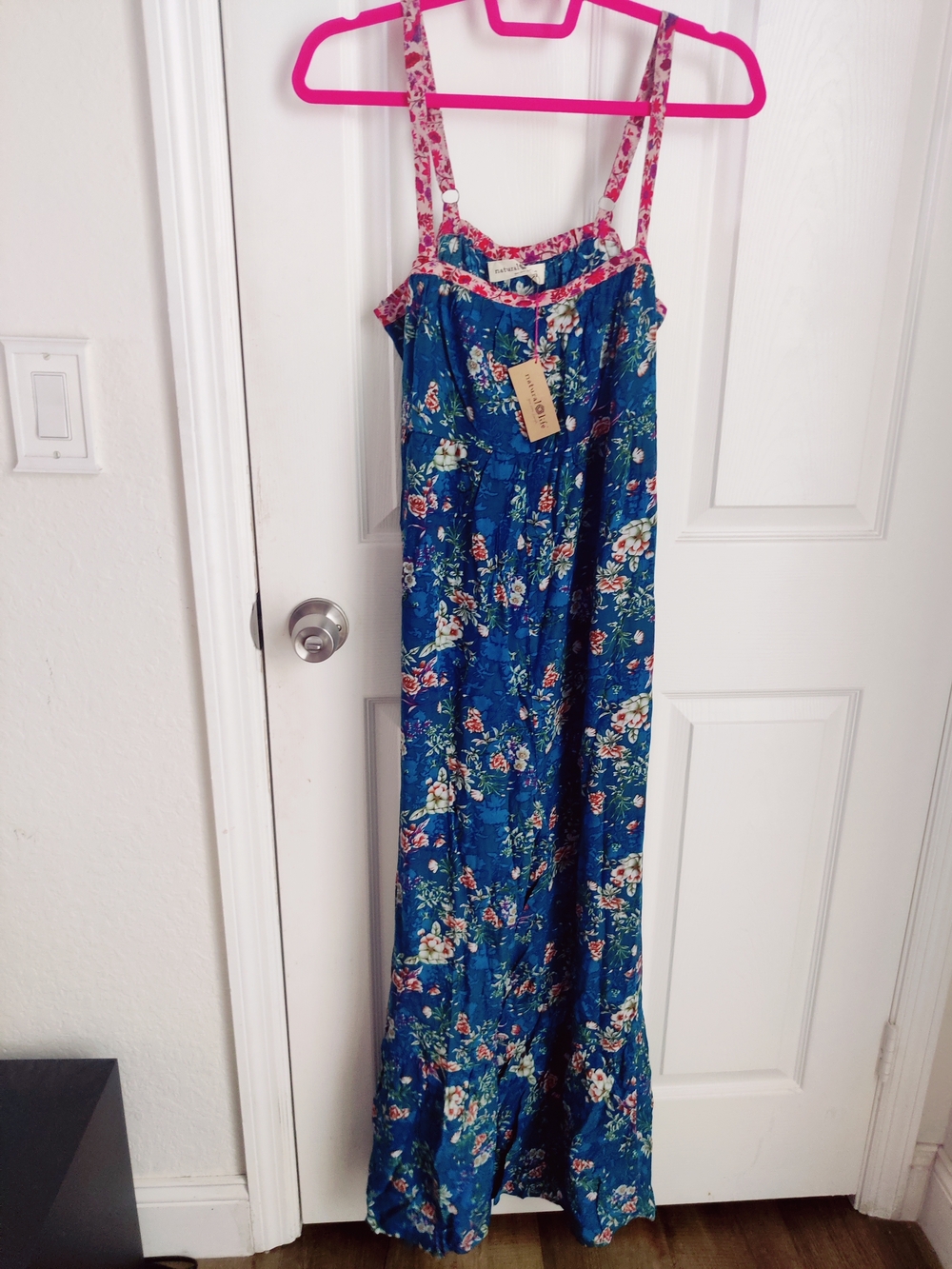 NATURAL LIFE Teal Floral Wide-Leg Smocked Jumpsuit - Picture 4 of 5
